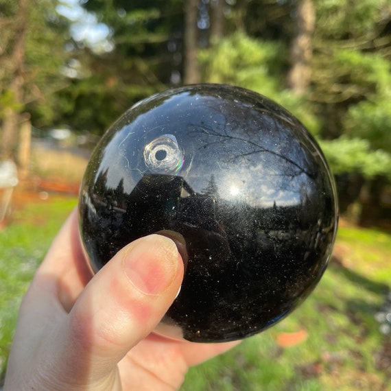 95mm Black Obsidian Sphere Orb Ball Mineral Display Specimen - Etsy