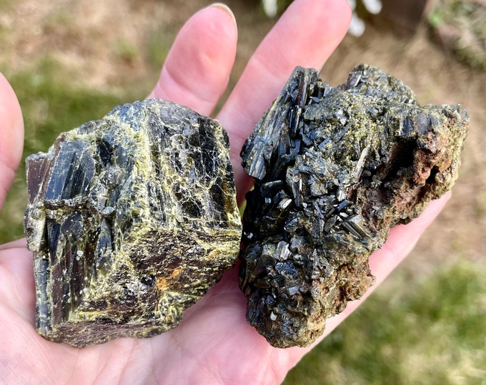 Epidote Crystal Clusters Set of 2