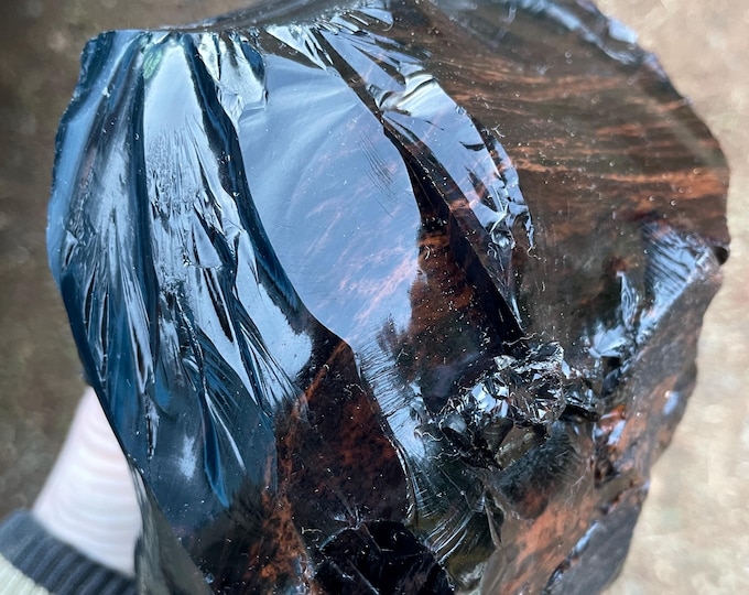 3.93 lb Black Mahogany Obsidian Mineral Display Specimen