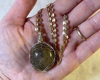 20.5 inch Rutilated Quartz and 24k Gold Filled Chain Necklace