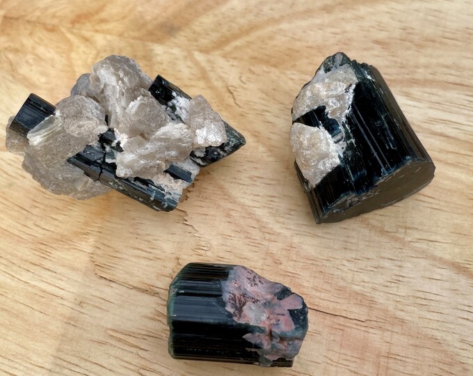 Blue Tourmaline Crystal Specimens Set of 3