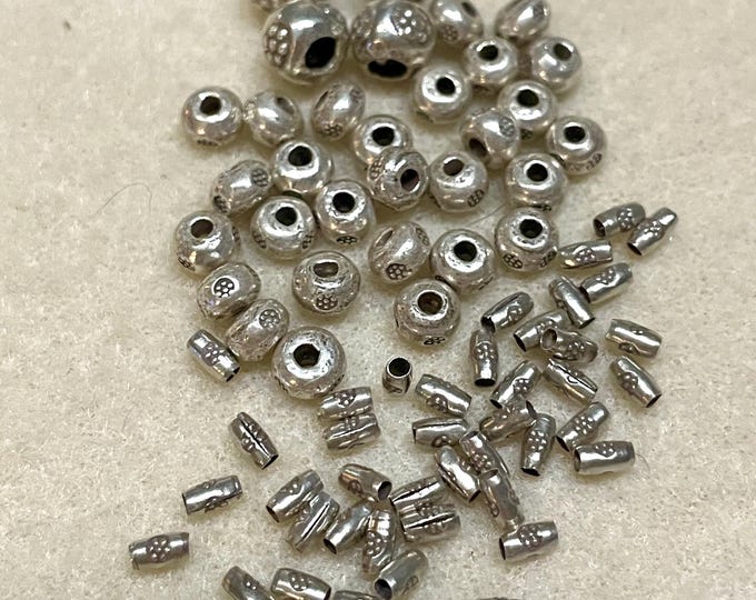 Sterling Silver Thai Hill Tribe Flower Beads 76 pieces