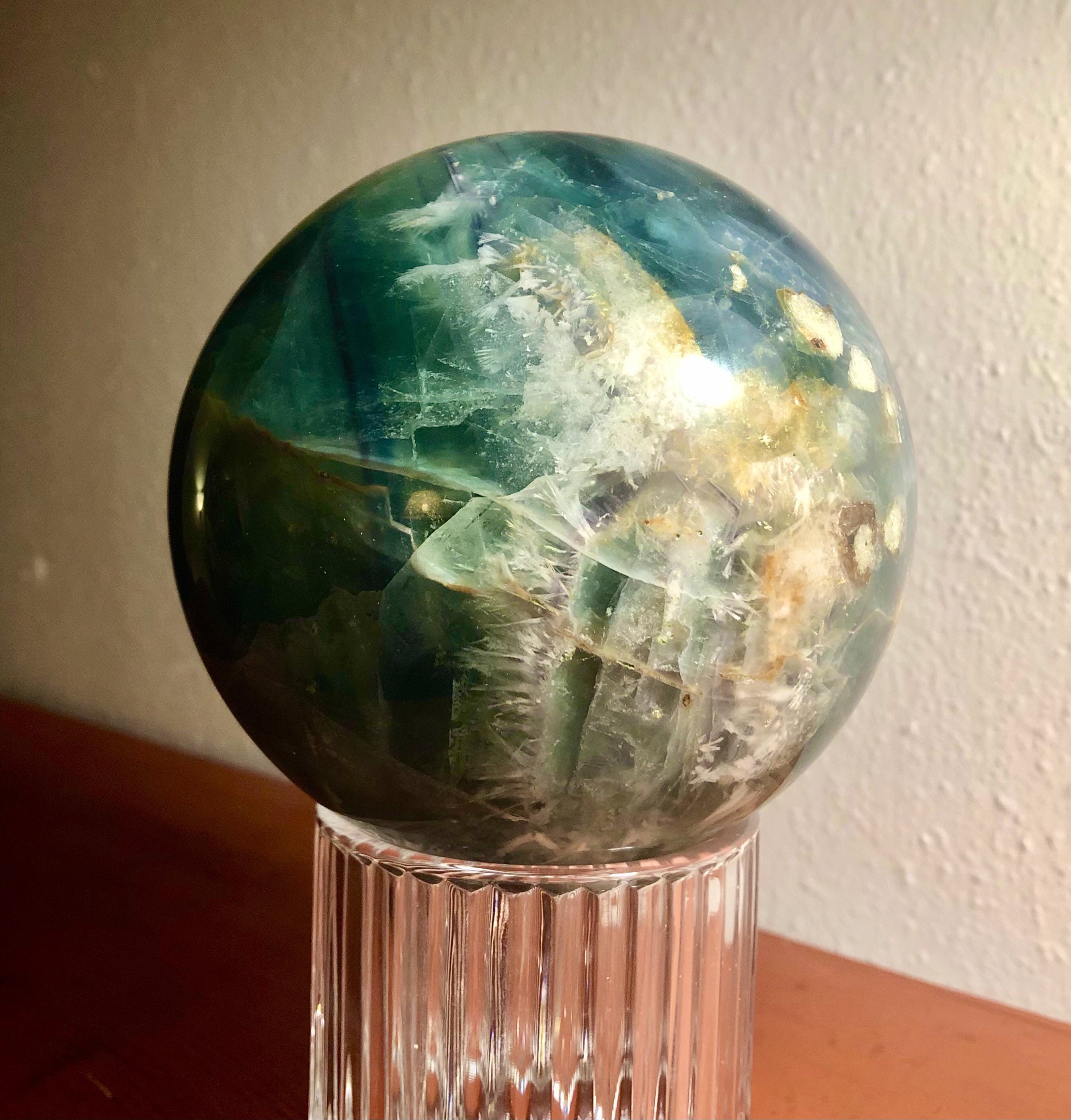 106mm Blue Green Fluorite Sphere Orb Ball Mineral Display Specimen