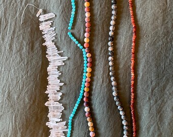 Gemstone Beads (5) strands Quartz Amazonite Jaspers Carnelian