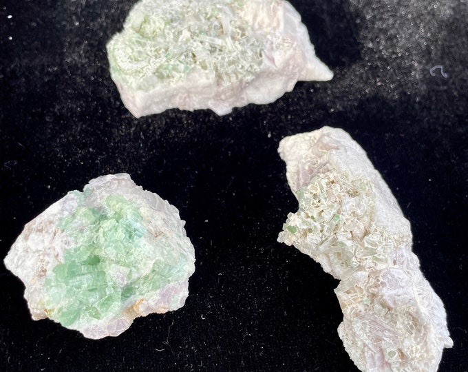 Green Tourmaline Crystal Clusters Set of 3