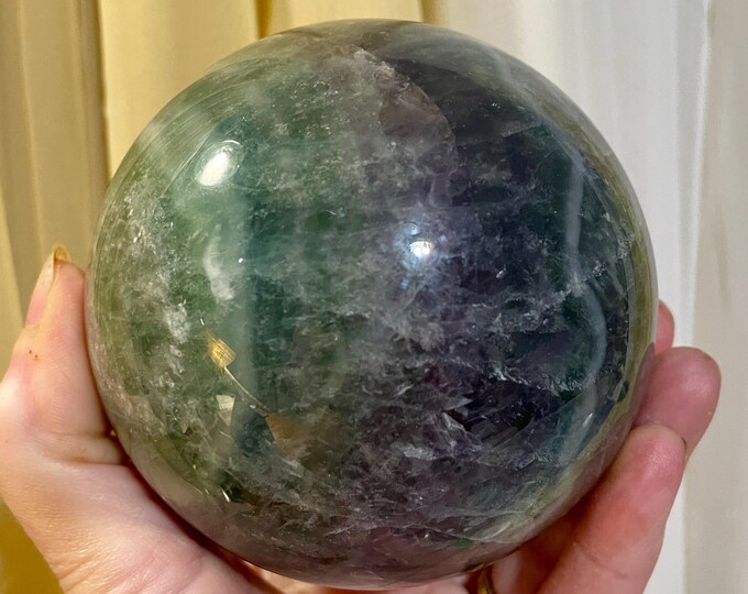 91mm Green Rainbow Fluorite Sphere Orb Ball
