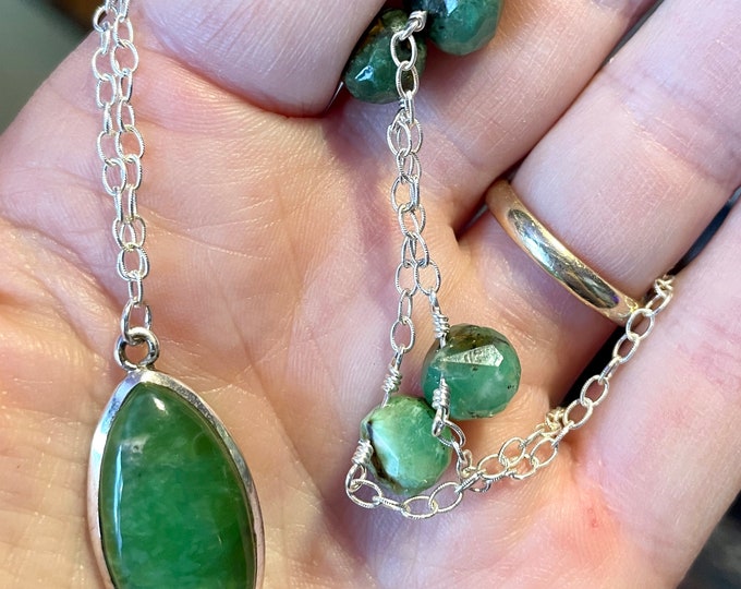 Chrysoprase And Sterling Silver Necklace