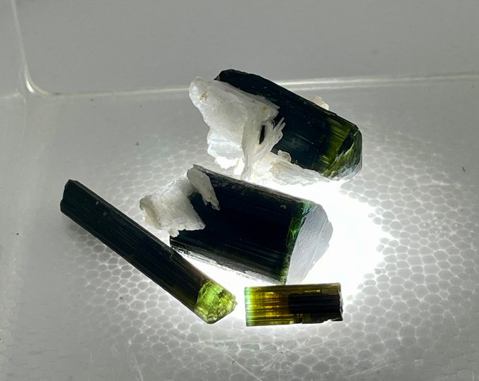 Terminated Green Cap Tourmaline Crystals set of 4