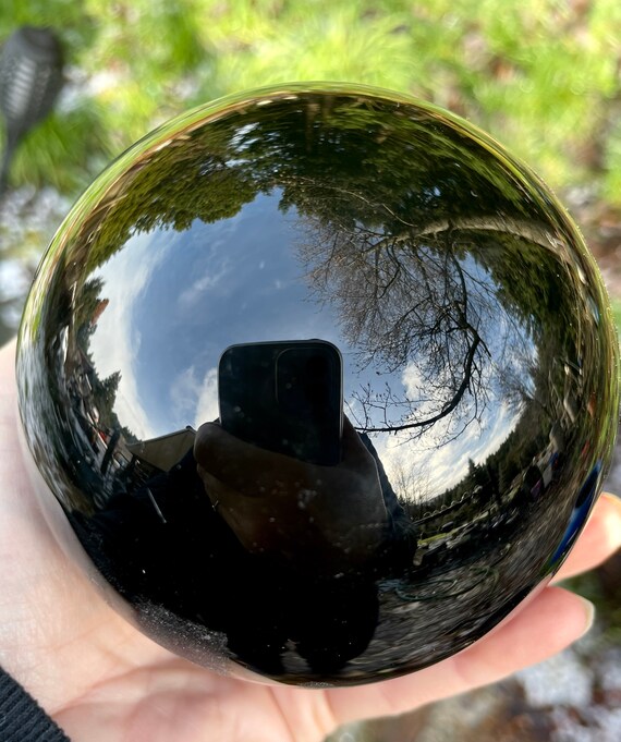 黒いオブシディアンの置物 95mm Black Obsidian Sphere Orb Ball Mineral Display Specimen - Etsy