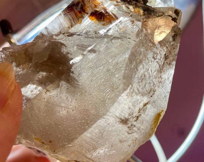 376g Smoky Quartz Crystal Point with Brookite inclusions