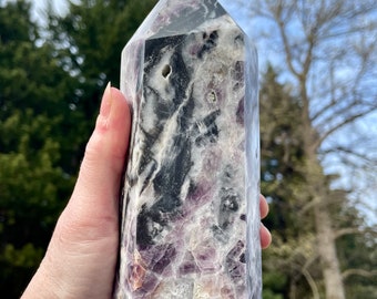 3.86 lb Fluorite and Quartz Obelisk Pillar Tower Point Wand Column Generator