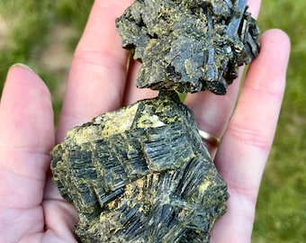 Epidote Crystal Clusters Set of 2