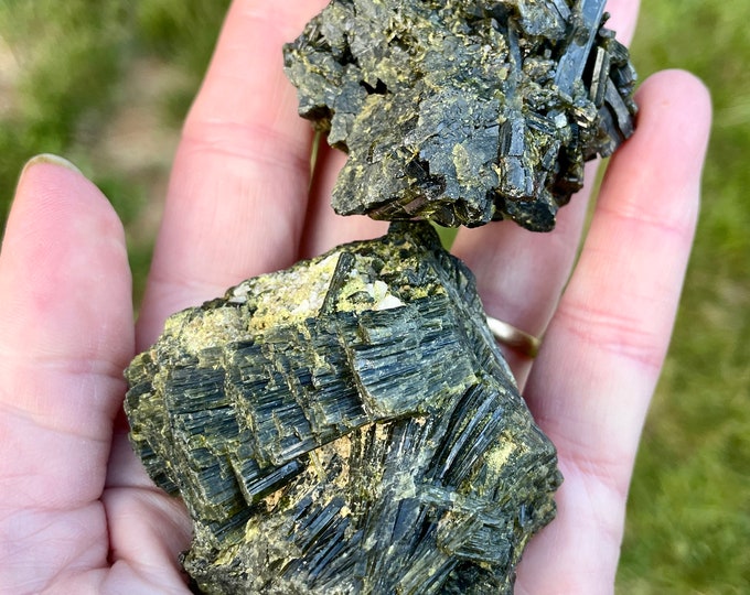 Epidote Crystal Clusters Set of 2