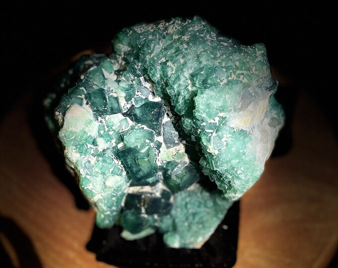 Green Cubic Fluorite On White Quartz Crystal Cluster 8.86 lbs
