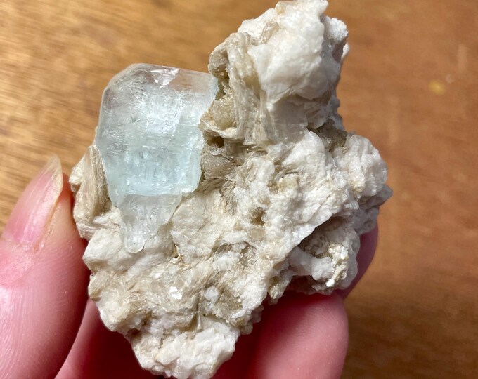 61.23g Aquamarine with Muscovite and Feldspar Crystal Cluster