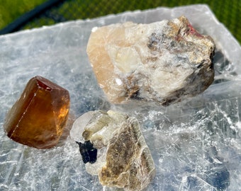 Specimens of Topaz and Morganite Crystals Set of 3