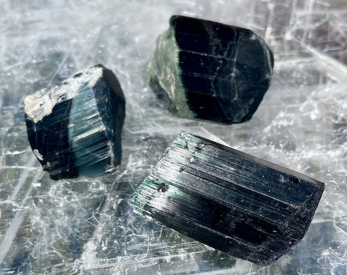 Blue Indicolite Tourmaline Crystals Set of 3