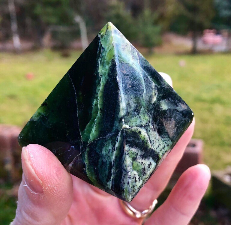 2 pc Jade specimens Jade Pyramid and Jade Freeform Canada Jade nice