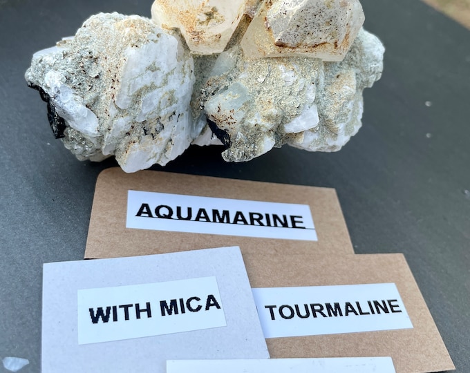 Aquamarine with Tourmaline in Quartz 296 grams