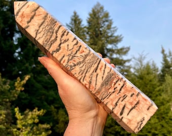 4.08 lbs Pink Zebra Stone Obelisk Pillar Tower Point Wand Column Generator