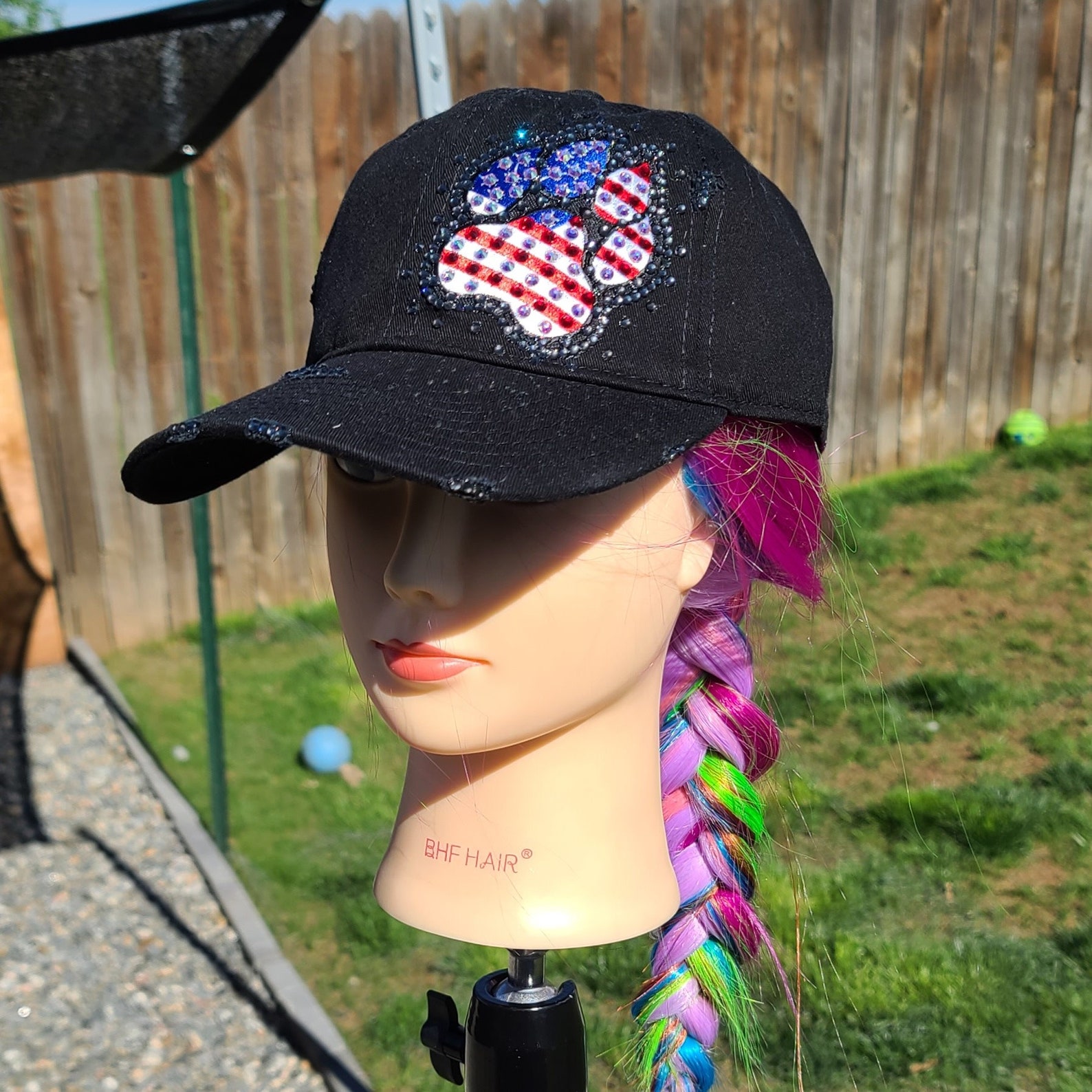 Ladies Black American Flag Paw BLING Hat Etsy