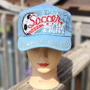 Light Blue Denim Soccer Mom BLING Hat