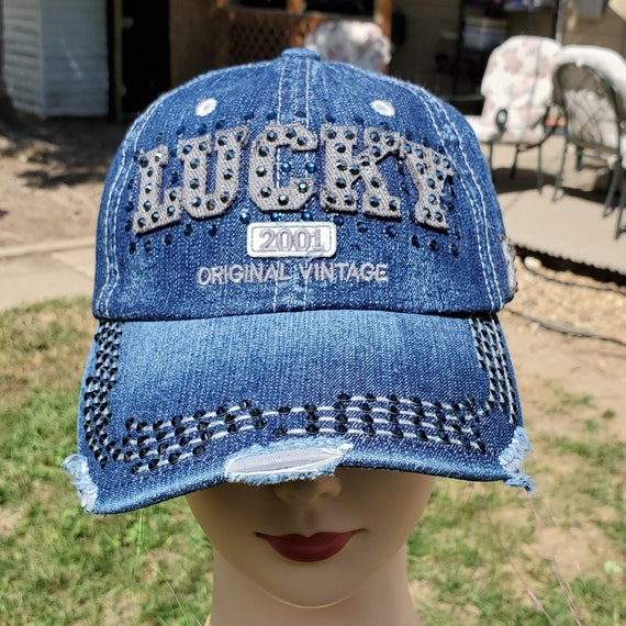 Denim Hats Dk Blue with Butterflys