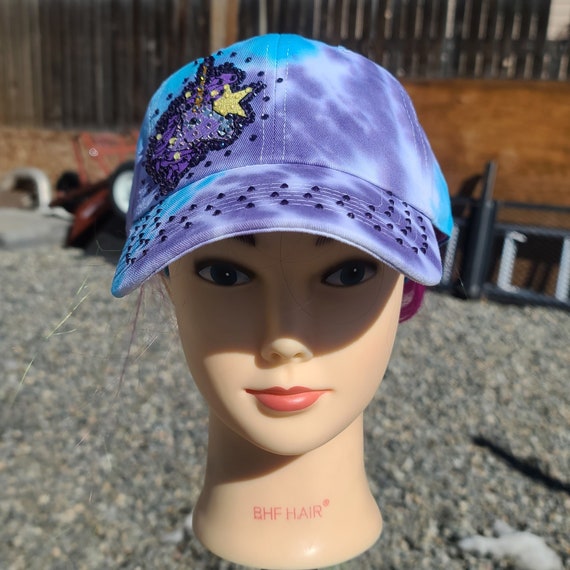 Ladies White, Purple & Turquoise Unicorn BLING Hat - Etsy display picture 3