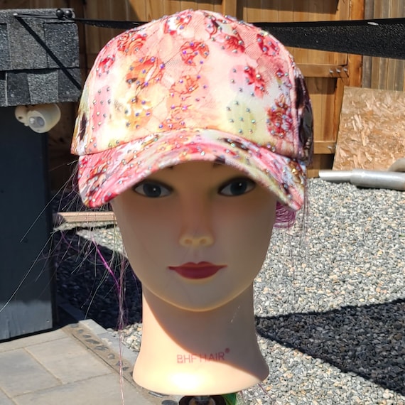 Ladies Peach Flower BLING Hat - Etsy display picture 3