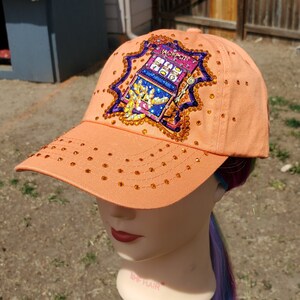 Ladies Orange Gambling BLING Hat