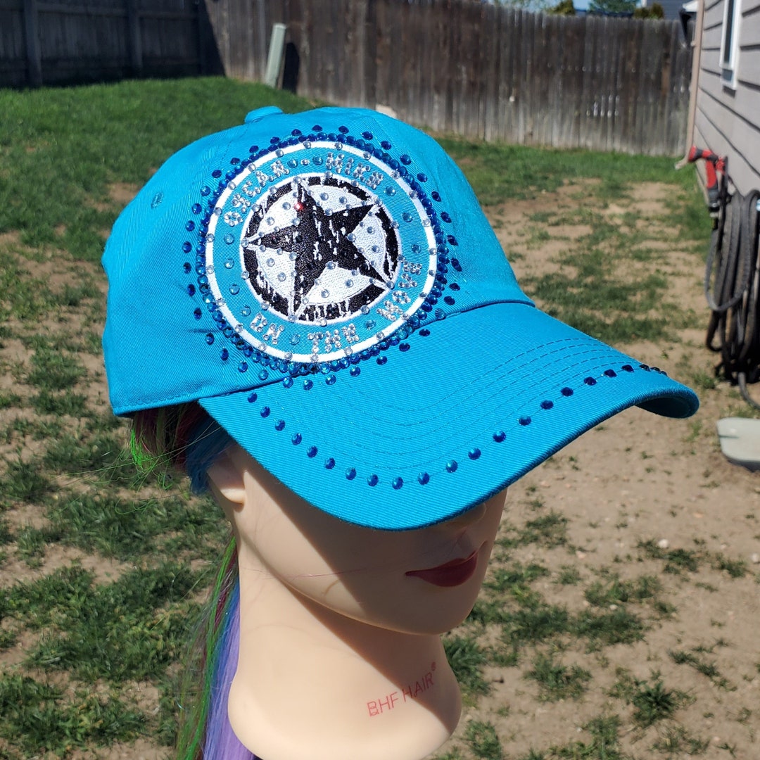 Ladies Turquoise Oscar Mike BLING Hat 