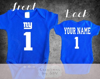 New York Giants customize baby bodysuit, Giants Football bodysuit, Cute Giants Bodysuit