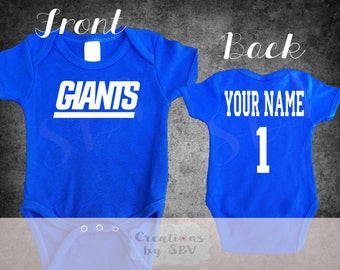 New York Giants customize baby bodysuit, Giants Football bodysuit, Cute Giants Bodysuit