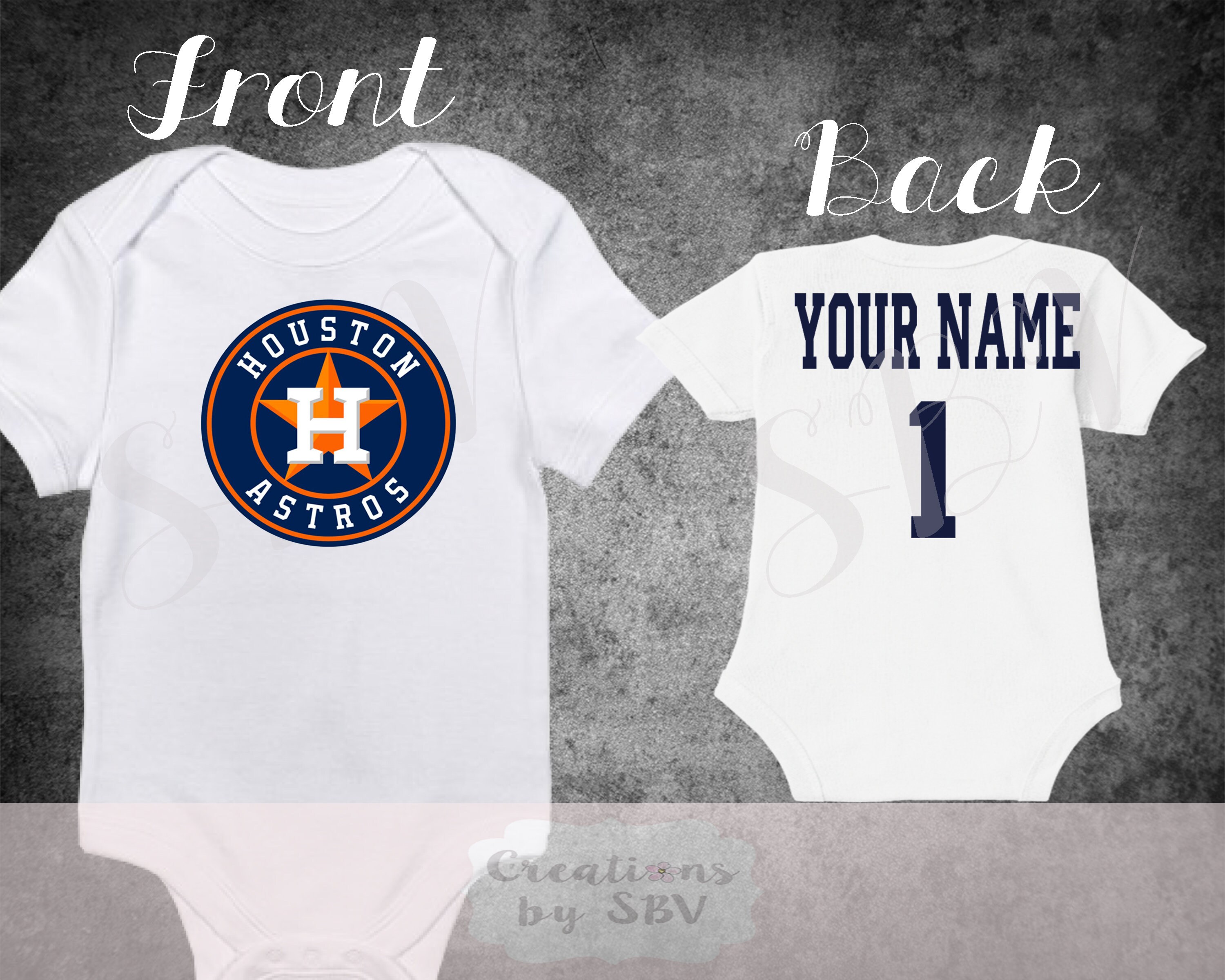 Houston Astros customize White baby bodysuit Astros Baseball Etsy