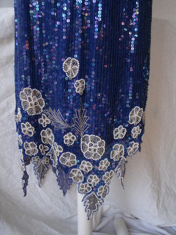 Stunning BLUE Silk Beaded Sequined Two Piece Even… - image 2