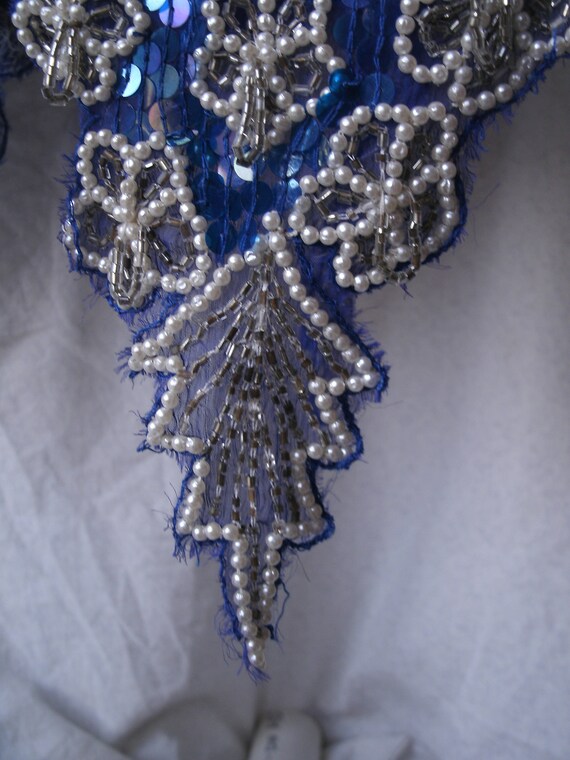 Stunning BLUE Silk Beaded Sequined Two Piece Even… - image 10