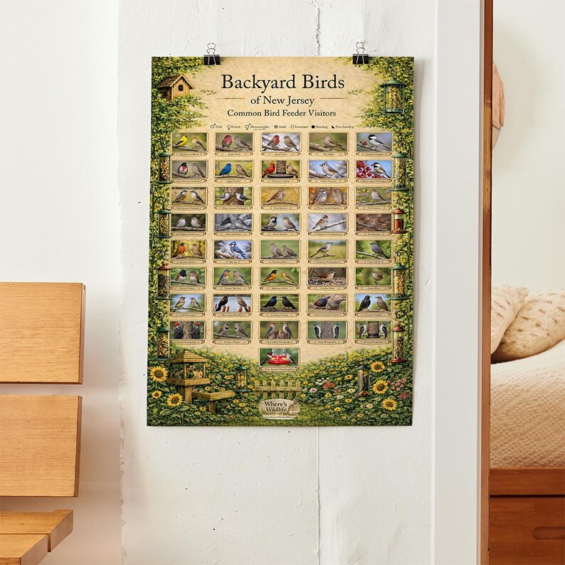 New Jersey Backyard Birds Poster | Common Feeder Bird Identification ...