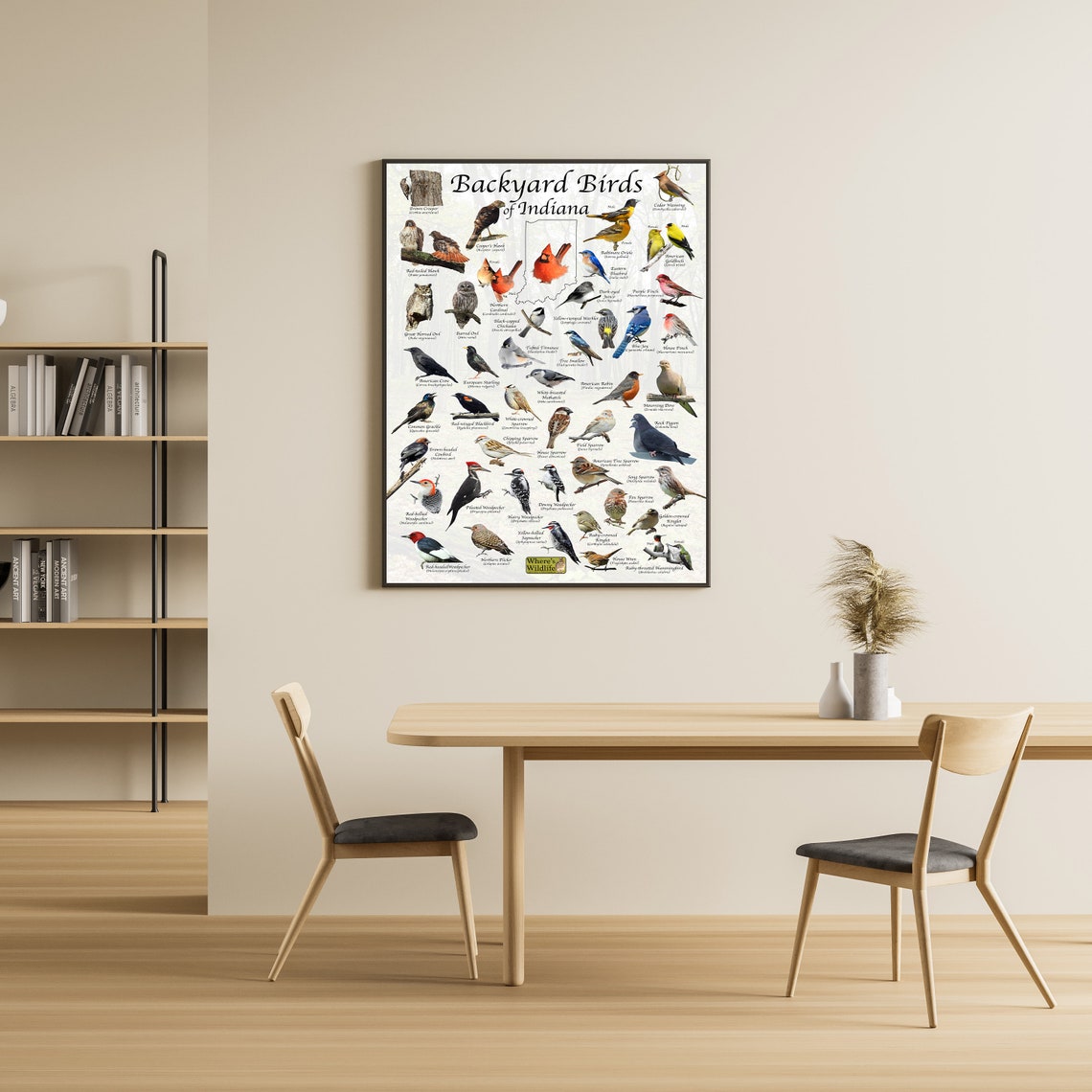 Backyard Birds of Indiana Bird Identification Poster / Bird Field Guide ...