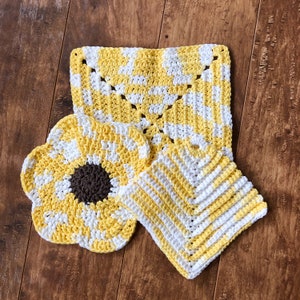 Crochet Pot Holder, Trivet, Dish Rag, Yellow, Handmade