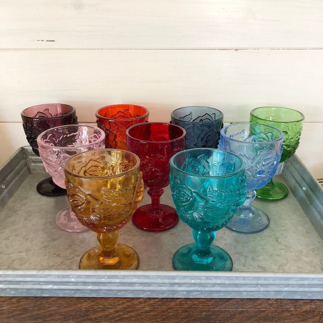 Madonna Inn 5 Oz WINE Goblets, Wild Rose, Flat Rose, Madonna Rose