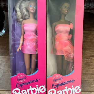 Pair of Special Expressions Barbies, Woolworth&#39;s Special Limited Edition, NRFB, 1990