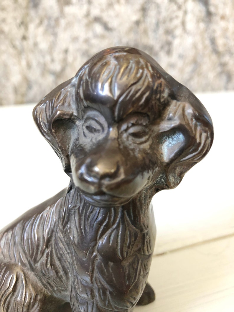 Vintage Brass Dog Figurine Sitting Dog Poodle Spaniel Etsy