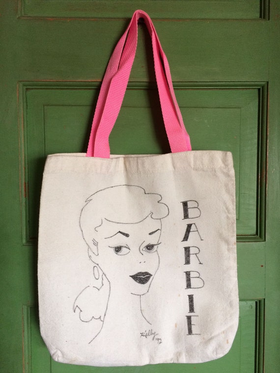 Hand Drawn Barbie Tote Bag, Vintage Ponytail Barb… - image 2
