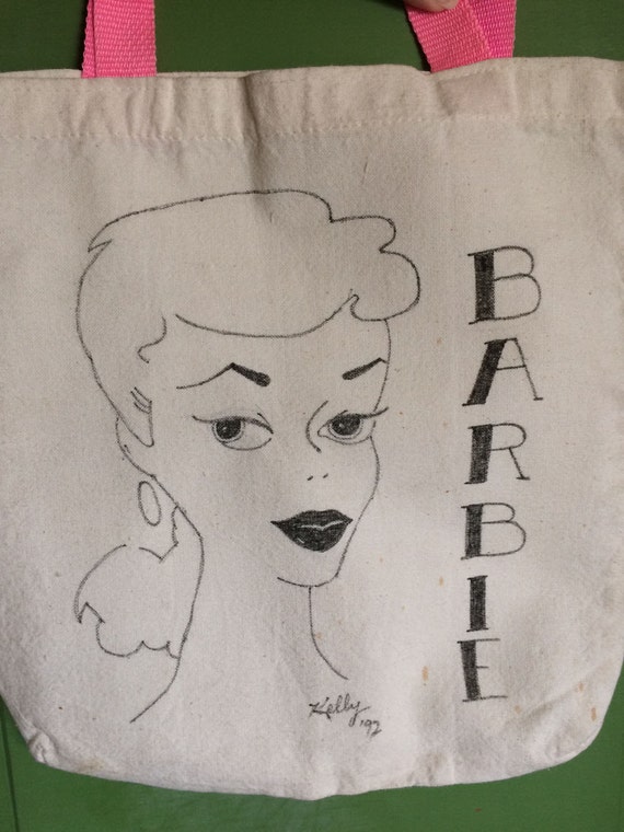 Hand Drawn Barbie Tote Bag, Vintage Ponytail Barb… - image 1