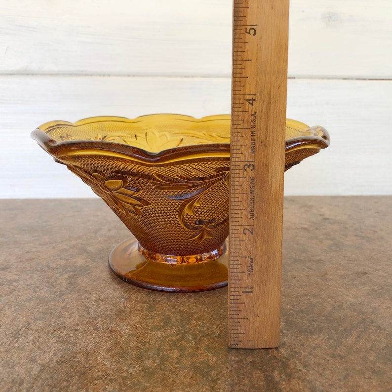 Tiara Amber Pressed Glass Footed Bowl Tiara Exclusives Etsy