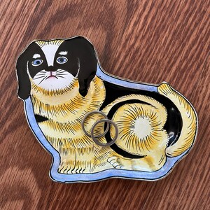 Enamel on Metal Dog Tray, Trinket Dish, Jewelry Dish image 9