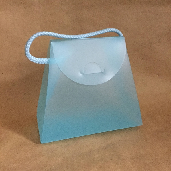 3 Plastic Handbag-Shaped Gift Box with Cord Handle, Set/3, Turquoise Blue, Unique Bridesmaid Packaging