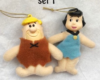 Betty & Barney Rubble Ornaments, Flintstones, Denny's, 1989, Hanna-Barbera