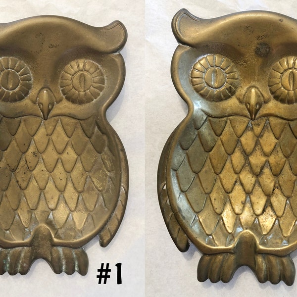 Brass Owl Brass Ashtray, Trinket Dish, Ring Holder, two to choose from