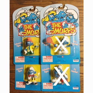 Smurfs PVC Figurines, MOC, 1995, Peyo, Schleich, Construction, Tennis, Clown, Telephone